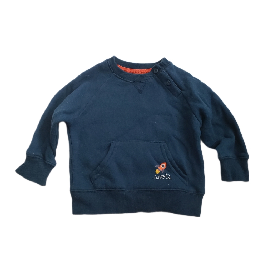Baby Roots 6-12m Teal Sweatshirt with Kangaroo Pocket & Rocket